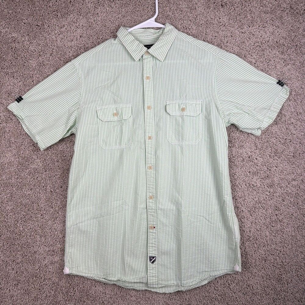 Daniel Cremieux Seersucker Shirt Classics Green Striped Button Down Med